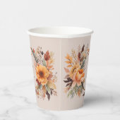 Herfst Waterverf rustieke bloemenbruiloft Papieren Bekers (Rechts)