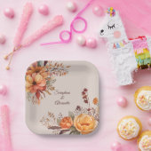 Herfst Waterverf rustieke bloemenbruiloft Papieren Bordje (Feest)