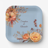 Herfst Waterverf rustieke bloemenbruiloft Papieren Bordje (Voorkant)