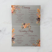 Herfst Waterverf Rustieke bloemenbruiloft Programm Bedankkaart (Binnen)