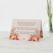 Herfst Waterverf Rustieke bloemenbruiloft Programm Bedankkaart (Achterkant)