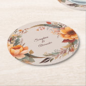 Herfst Waterverf rustieke bloemenbruiloft Ronde Kartonnen Onderzetter (Gebogen)
