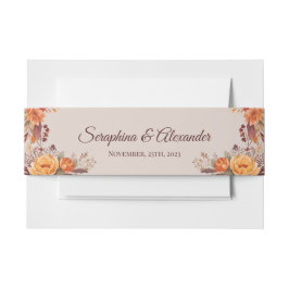 Herfst Waterverf rustieke bloemenbruiloft Uitnodigingen Wikkel