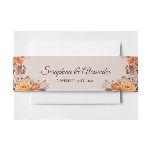 Herfst Waterverf rustieke bloemenbruiloft Uitnodigingen Wikkel (Voorkant Voorbeeld)