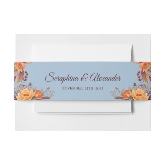 Herfst Waterverf rustieke bloemenbruiloft Uitnodigingen Wikkel (Voorkant Voorbeeld)