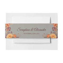 Herfst Waterverf rustieke bloemenbruiloft Uitnodigingen Wikkel