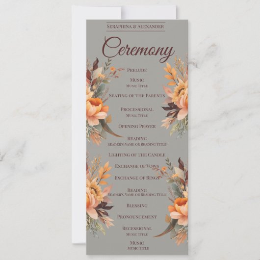 Herfst Waterverf rustieke bloemrijke bruiloft prog Kaart (Voorkant)