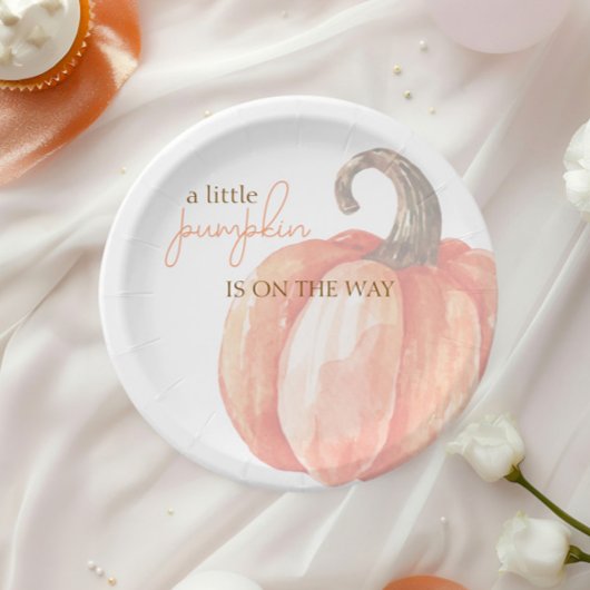 Herfst Waterverf Sinaasappel Pompoen Baby shower Papieren Bordje