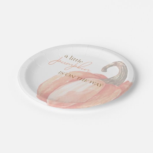 Herfst Waterverf Sinaasappel Pompoen Baby shower Papieren Bordje (Gekanteld)