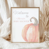 Herfst Waterverf Sinaasappel Pompoen Baby shower W Poster