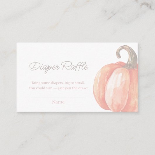 Herfst Waterverf Sinaasappel Pompoen Luier Raffle Informatiekaartje (Voorkant)