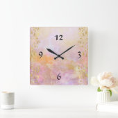 Herfst Waterverf Square Clock Floral Vierkante Klok (Huis)