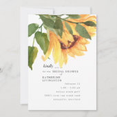 Herfst Waterverf Sunflower Bridal Shower Invitatio Kaart (Voorkant)