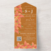 Herfst Waterverf Terracotta Lily Bloemenbruiloft All In One Uitnodiging (Binnen)