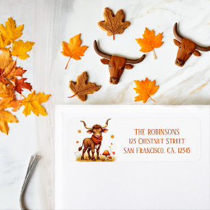 Herfst Waterverf Texas Longhorn Kalf Sjaal Etiket