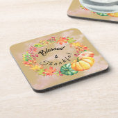 Herfst Waterverf Thanksgiving zonder zegen Bier Onderzetter (Linkerzijde)