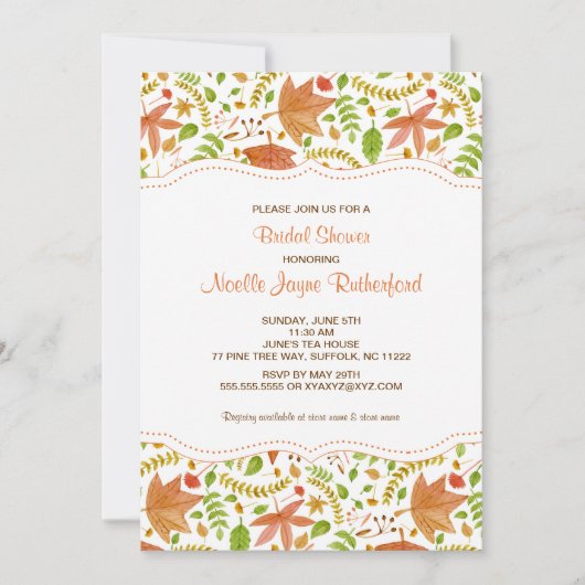 Herfst Waterverf verlaat een bruid of baby shower Kaart (Voorkant)