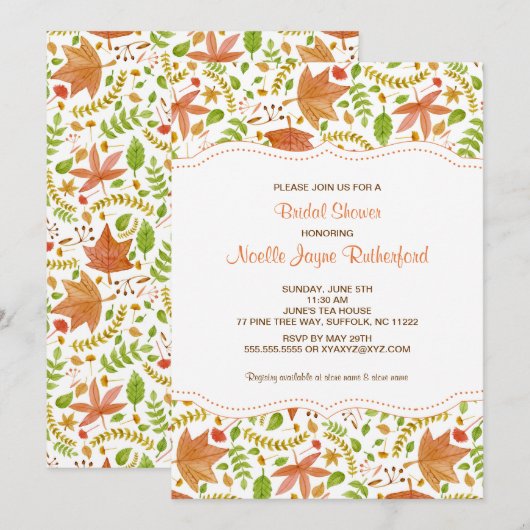 Herfst Waterverf verlaat een bruid of baby shower Kaart (Voorkant / Achterkant)