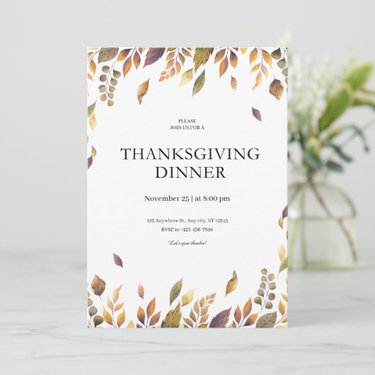 Herfst Waterverf verlaat Thanksgiving Kaart (Staand voorkant)