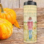 Herfst Waterverf vrouw en pompoenen Inspirerend Thermosbeker