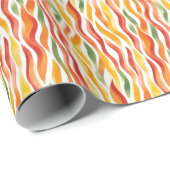 Herfst Waterverf Wavy Lines op wit Cadeaupapier (Rol Hoek)