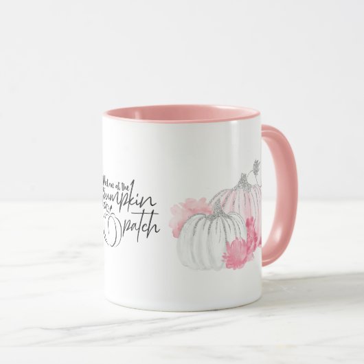 Herfst Waterverf White Silver Glitter Pumpkin Pink Mok (Voorkant rechts)