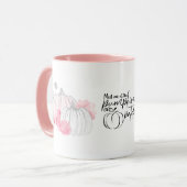 Herfst Waterverf White Silver Glitter Pumpkin Pink Mok (Voorkant links)
