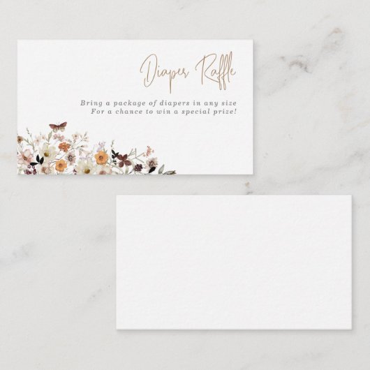 Herfst Waterverf Wild Flowers Diaper Raffle Informatiekaartje (Voorkant / Achterkant)