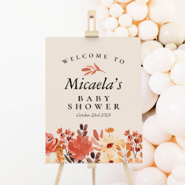 Herfst Waterverf Wildbloem Baby shower Welkom Poster