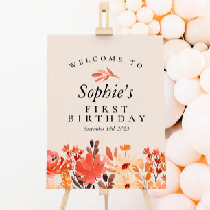 Herfst Waterverf Wilde bloem Birthday Welkomstteke Poster