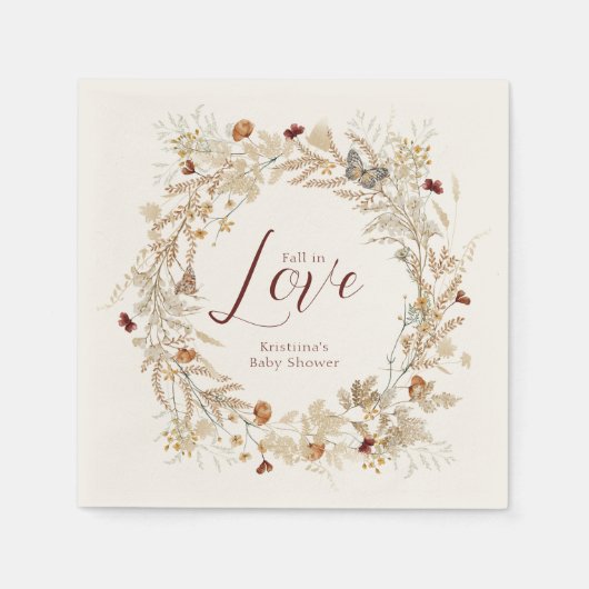 Herfst Waterverf Wildflower Baby shower Servet (Voorkant)