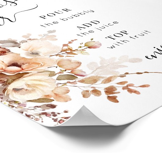 Herfst Waterverf Wildflower Floral Mimosa Bar Teke Poster (Hoek)