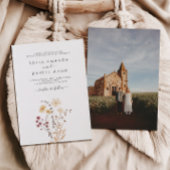 Herfst Waterverf Wildflowers met foto bruiloft Kaart