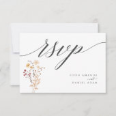 Herfst Waterverf Wildflowers Wedding RSVP Kaartje (Voorkant)