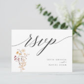 Herfst Waterverf Wildflowers Wedding RSVP Kaartje (Staand voorkant)