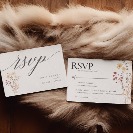 Herfst Waterverf Wildflowers Wedding RSVP Kaartje