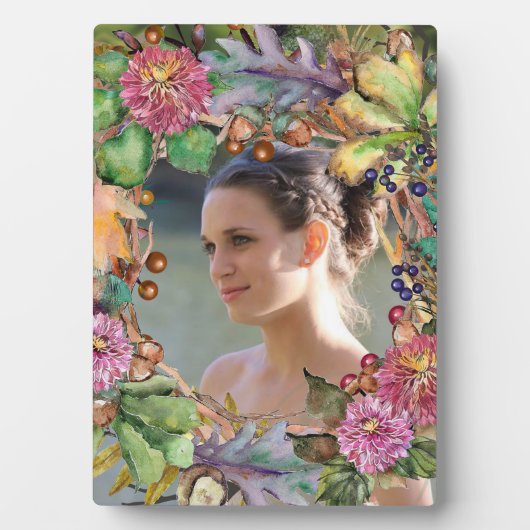 Herfst Waterverf Wreath | Uw foto-Lijst Fotoplaat (voorkant)