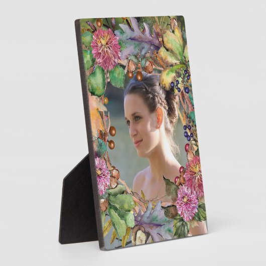 Herfst Waterverf Wreath | Uw foto-Lijst Fotoplaat (Zijkant)