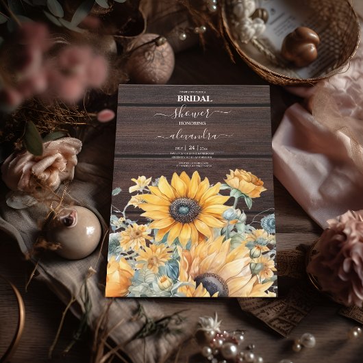 Herfst Waterverf Zonnebloem Bridal Kaart