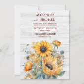 Herfst Waterverf Zonnebloem Bruiloft Kaart (Voorkant)