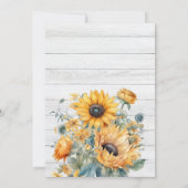 Herfst Waterverf Zonnebloem Bruiloft Kaart (Achterkant)