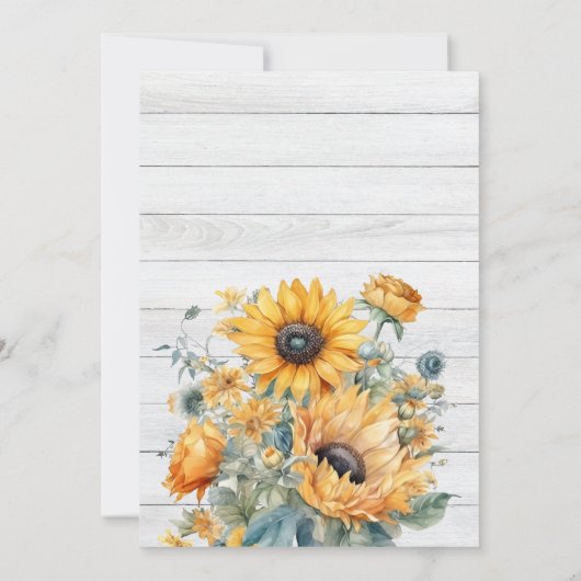 Herfst Waterverf Zonnebloem Bruiloft Kaart (Achterkant)