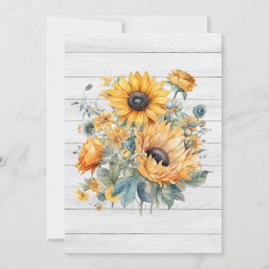 Herfst Waterverf Zonnebloem Bruiloft Save The Date (Achterkant)