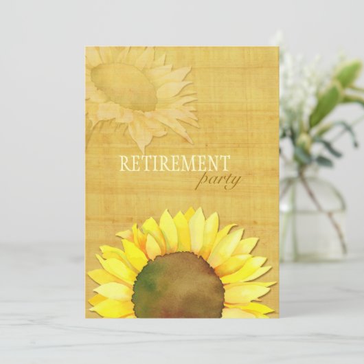 Herfst Waterverf Zonnebloem Retirement Party Kaart (Staand voorkant)