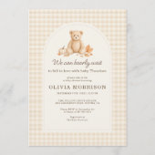 Herfst We Can Bearly Wait Gingham Baby Shower Kaart (Voorkant)