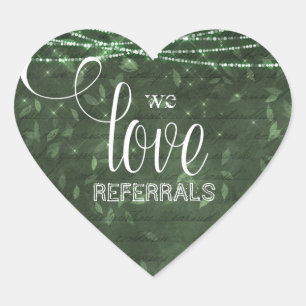 Herfst We Love Referrals Lichten Groene bladeren R Hart Sticker