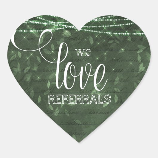 Herfst We Love Referrals Lichten Groene bladeren R Hart Sticker (Voorkant)