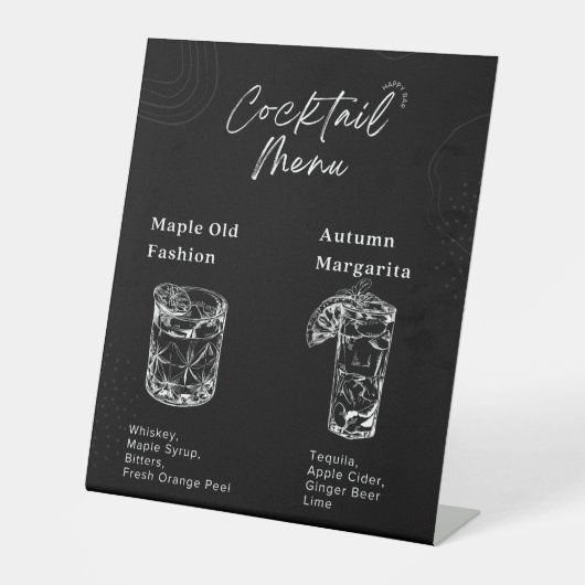 Herfst Wedding Bar Menu Reclamebord Met Voetstuk (Voorkant)