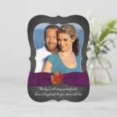 herfst Wedding | Chalkboard, valbladeren, Paars 2 Kaart (Staand voorkant)