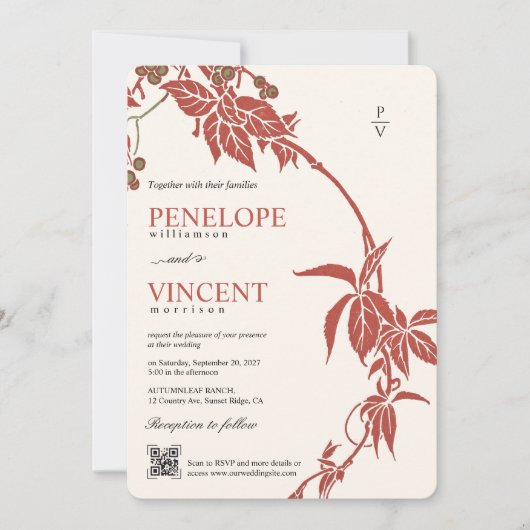 herfst Wedding Kaart (Voorkant)